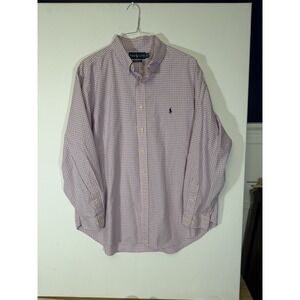 Ralph Lauren Dress Shirt‎ Classic Fit Plaid Button Up Mens Size 18 34/35 Pink
